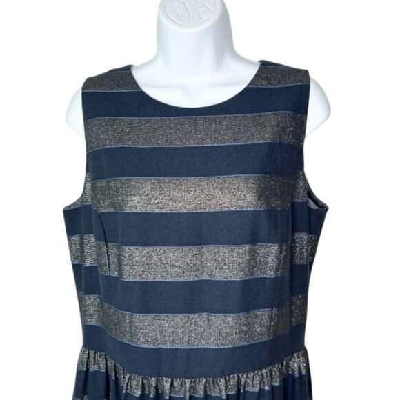 Brooks Brothers Red Fleece Women’s 12 Metallic Fit & Flare Sleeveless Dress - Picture 5 of 12